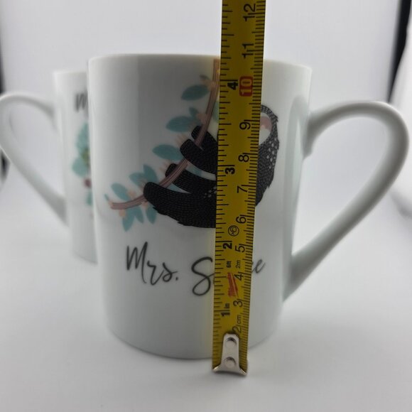 10 Strawberry Street Mr & Mrs Sloffee Couple White Tea Coffee Mug - Set of 2 - Picture 6 of 8